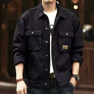 牛仔外套韩版潮流宽松休闲工装牛仔夹克外套青少年青春流行痞帅