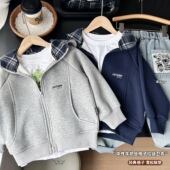 170码 宽松休闲卫衣外套100 段 中大童连帽开衫 儿童连帽外套春秋款