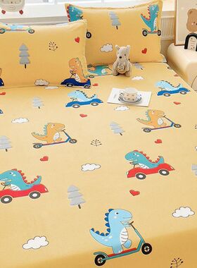 m被单儿童床加厚全棉男孩单单件1.5100卡通加大%褥单恐龙纯棉男童