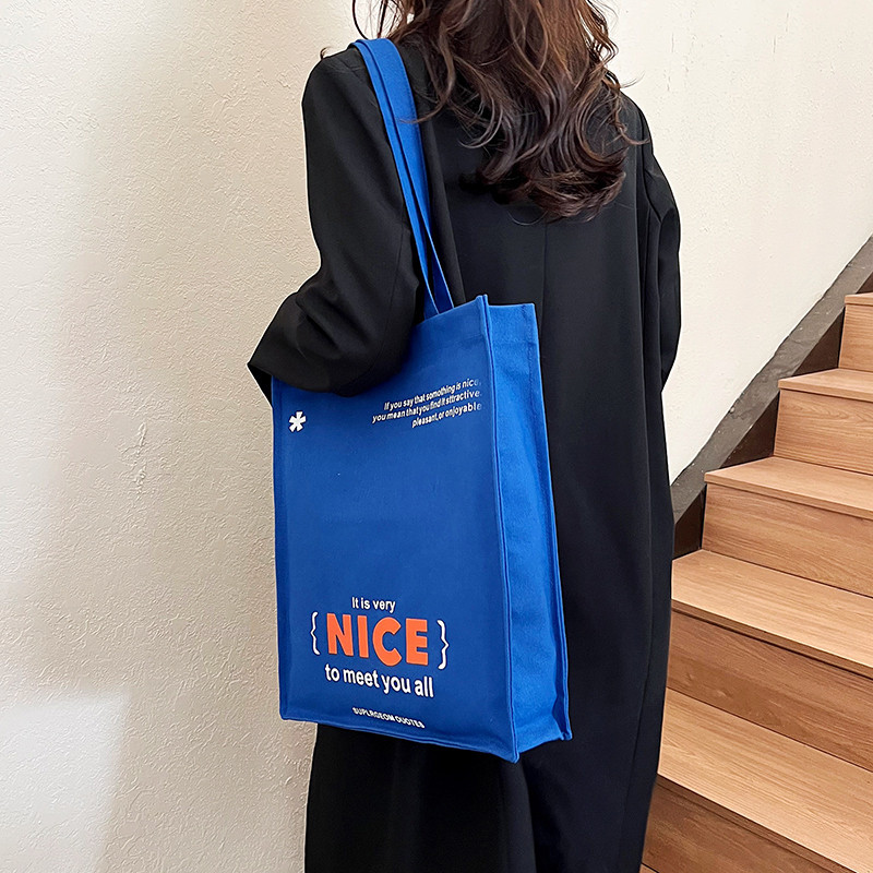 简约包包女式手提单肩帆布包韩版逛街百搭新款夏季大容量补习书袋