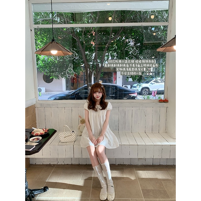 「小鸟自制」“素白doll”夏日纯棉刺绣甜妹娃娃领连衣裙～