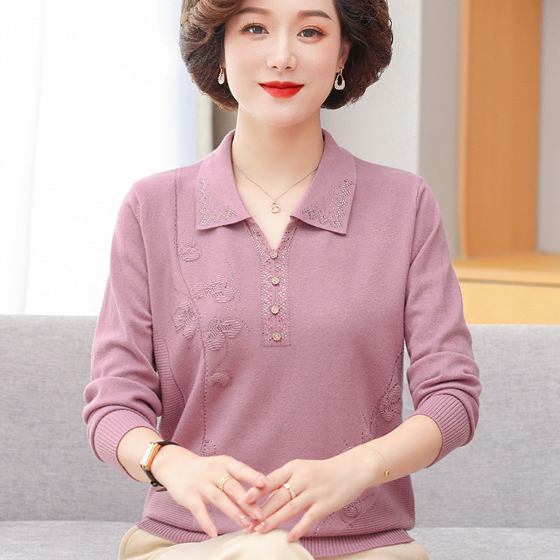 妈妈装宽松针织衫上衣长袖毛衣50