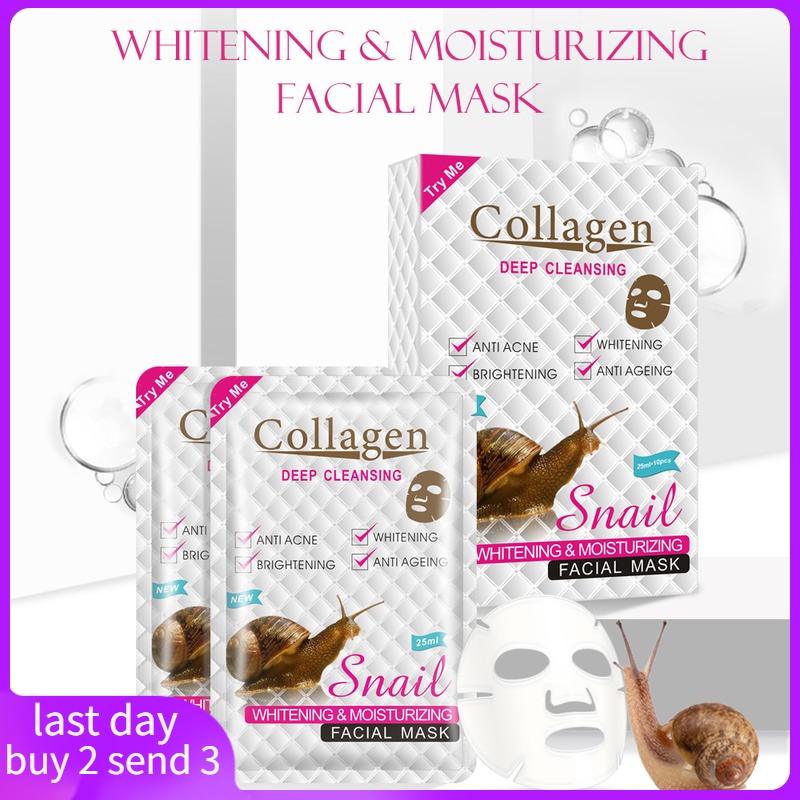 20pcs Snail mask Collagen Essence Facial desalination