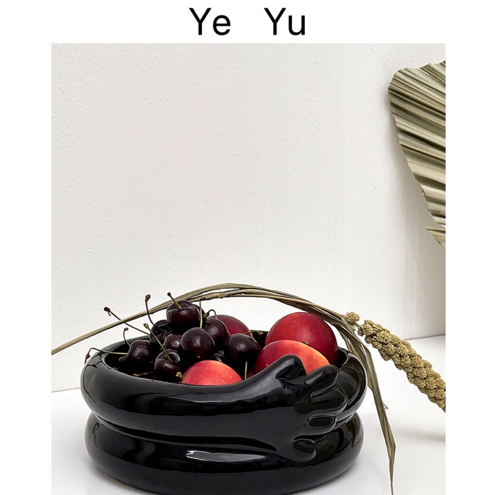 原创创意北欧抱抱我水果盘家用客厅简约ins风茶几高级感陶瓷果盘