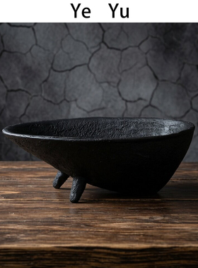 外贸诧寂风黑色桌面垃圾桶家用客厅茶几树脂餐桌上创意收纳桶台面