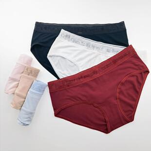 2件包邮 欧美大码 维家性感舒适无痕LOGO蕾丝中腰三角裤内裤女款