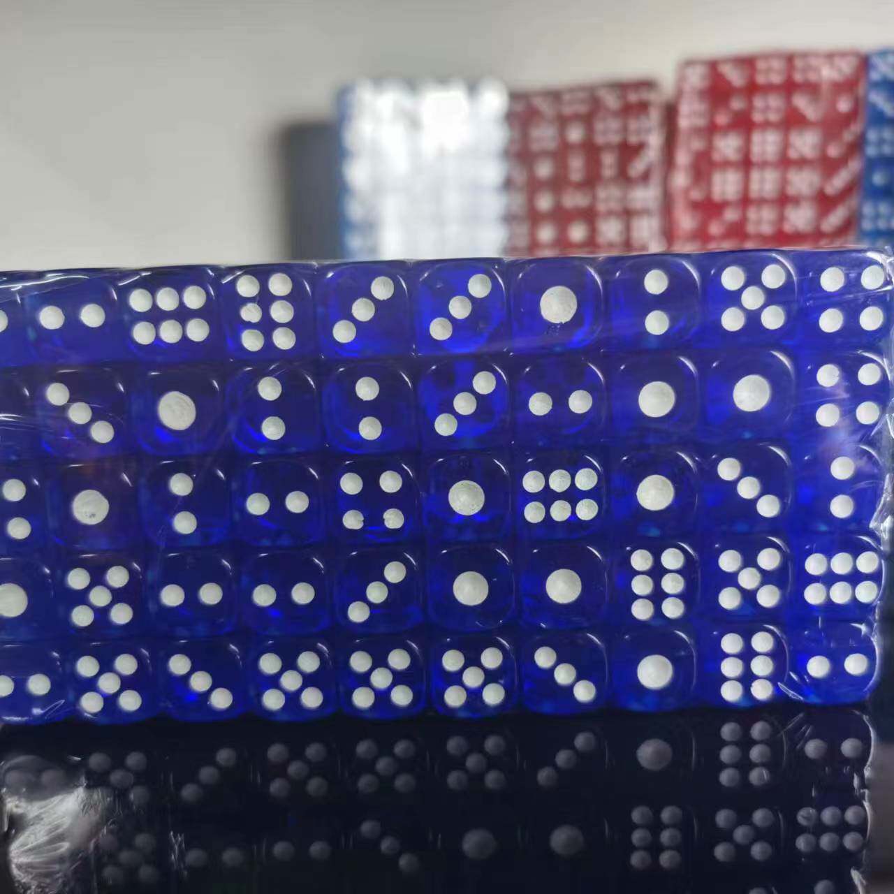 14号 2点直杠骰子透明红 深蓝色圆角一眼大点摇盅喝酒ktv夜店酒吧