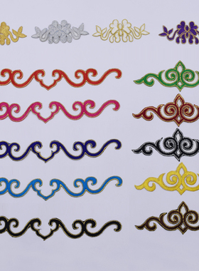 新品 服装辅料祥云图案刺绣布贴 金银色民族风装饰贴花 2131#烫花