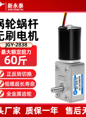 JGY-2838无刷微型蜗轮蜗杆直流减速电机12v24v可调速正反转马达
