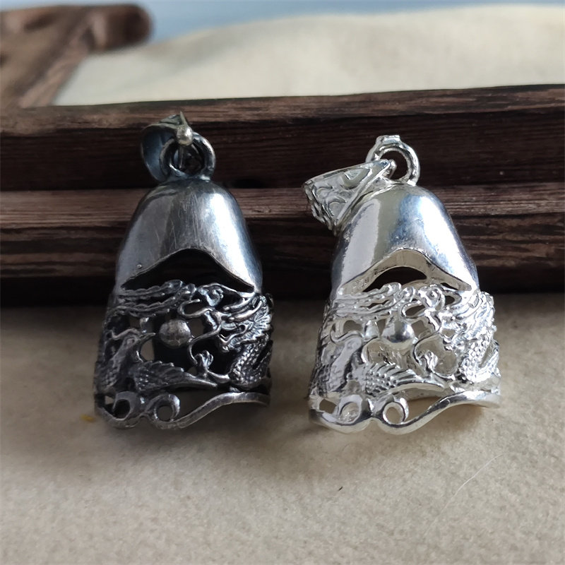 订制纯银熊虎牙龙凤套托爪子套大号吊坠小熊银套饰品男士银饰镶嵌