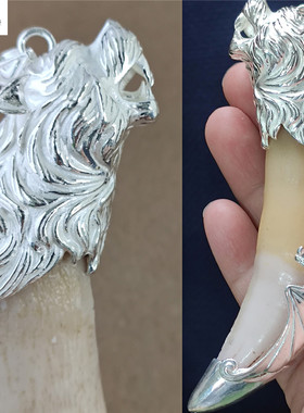 越轩银匠s925银虎头吊坠空套托