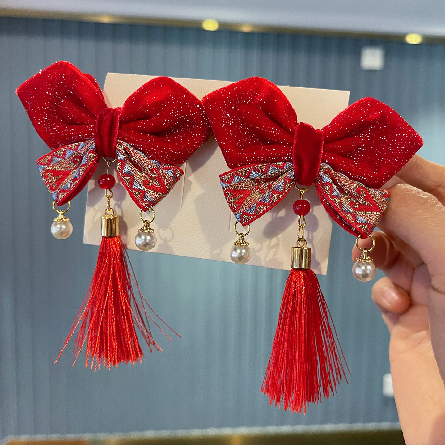 新年红儿童国风蝴蝶结流苏毛球发夹可爱宝宝对夹女孩汉服头发配饰,童装/婴儿装/亲子装,发饰,淘宝优惠券,粉丝福利购,淘宝优惠卷