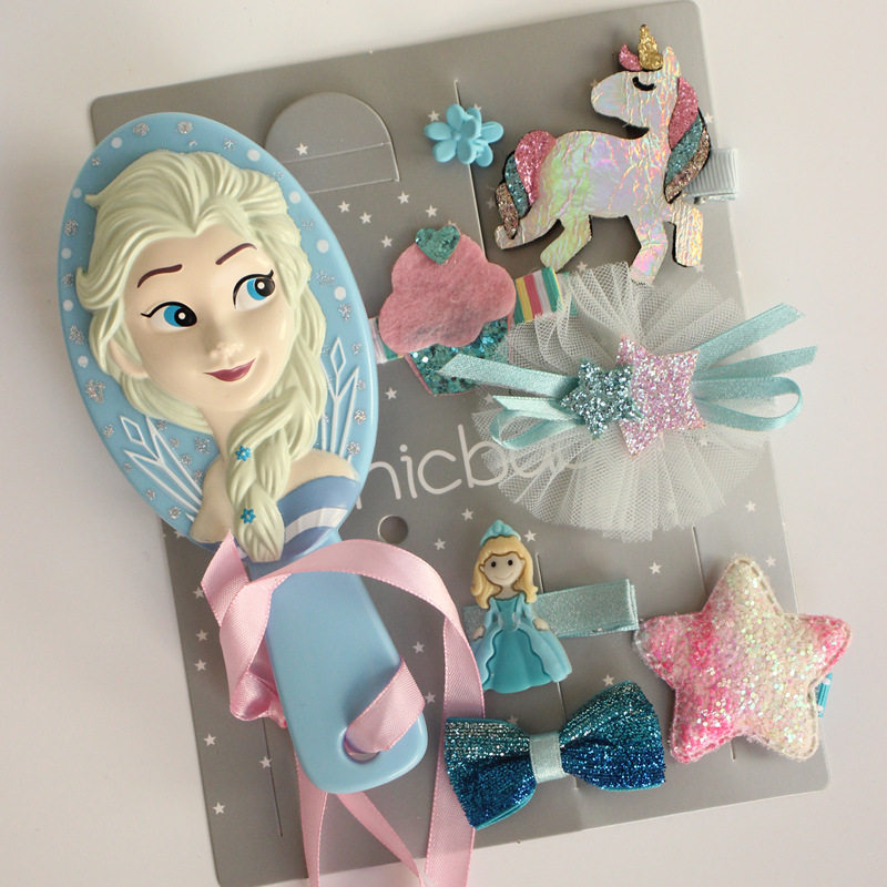 韩国儿童发夹套装礼盒冰雪公主皇冠蝴蝶结头发饰女孩生日伴手礼物