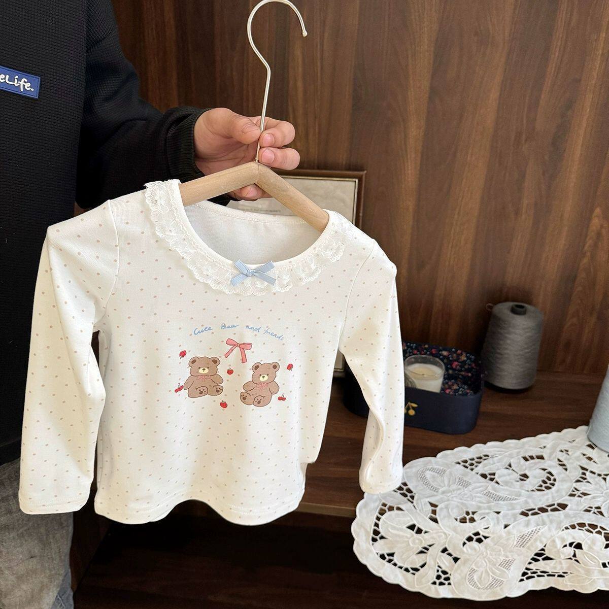 女宝宝可爱波点长袖T恤女春装2026新款女童中小童打底衫上衣春秋