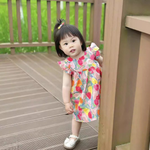 女童夏装连衣裙洋气儿童飞袖沙滩渡假公主裙宝宝中小童裙子夏季