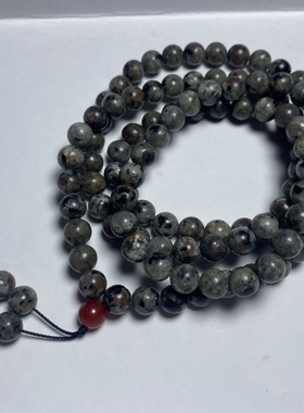 奇石火焰石108佛珠手链项链文玩方钠石多圈手串男女款饰品 有磁性