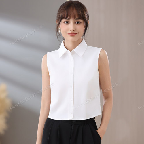 纯棉长款衬衫领假领子白色内搭女
