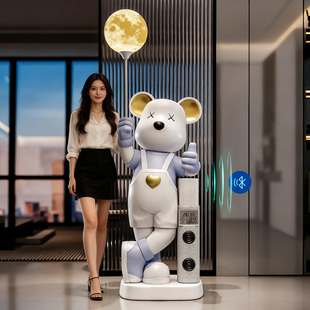 暴力熊客厅大型落地摆件时钟大号手办潮流网红电视柜台面树脂玩偶