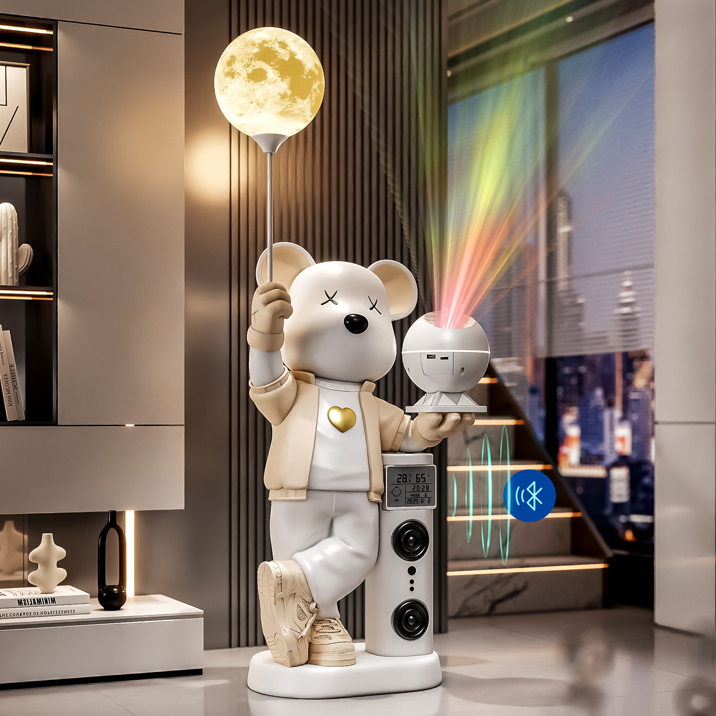 暴力熊落地摆件带星空投影蓝牙音箱书房入户暖房实用装饰品工艺品,家居饰品,落地摆件,淘宝优惠券,粉丝福利购,淘宝优惠卷