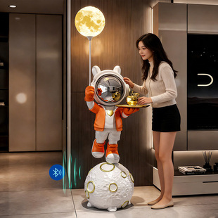 创意网红宇航员太空人落地摆件客厅大型装饰工艺品月球灯新家墙角