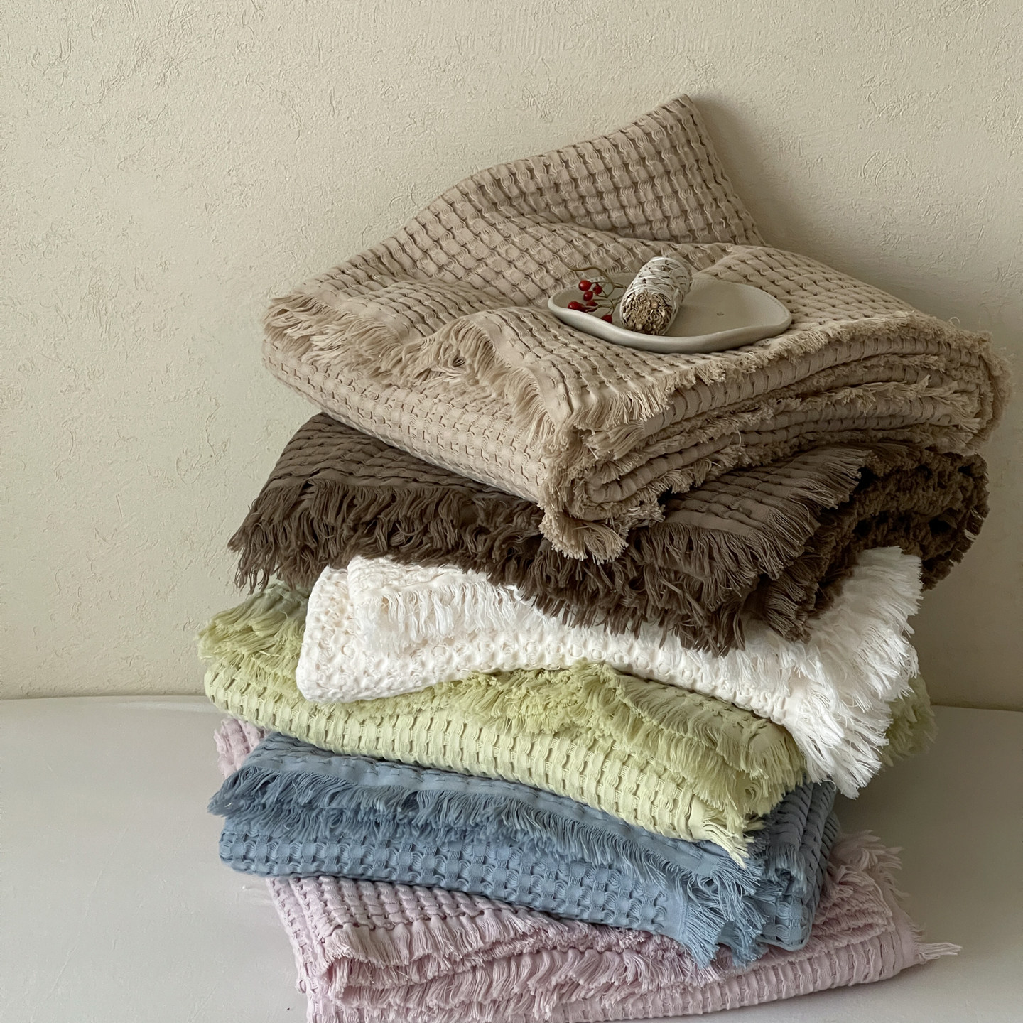 INS流苏款全棉华夫格毯子午睡沙发盖毯办公室午休披肩毯旅行小毯,床上用品,休闲毯/毛毯/绒毯,淘宝优惠券,粉丝福利购,淘宝优惠卷