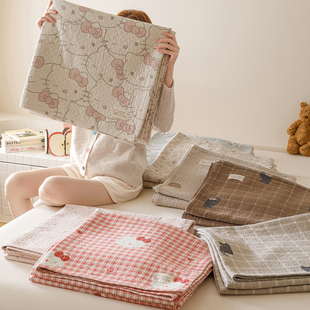 韩式博主风安心棉软床盖全棉纯棉四层纱布加厚床单卡通可爱被单