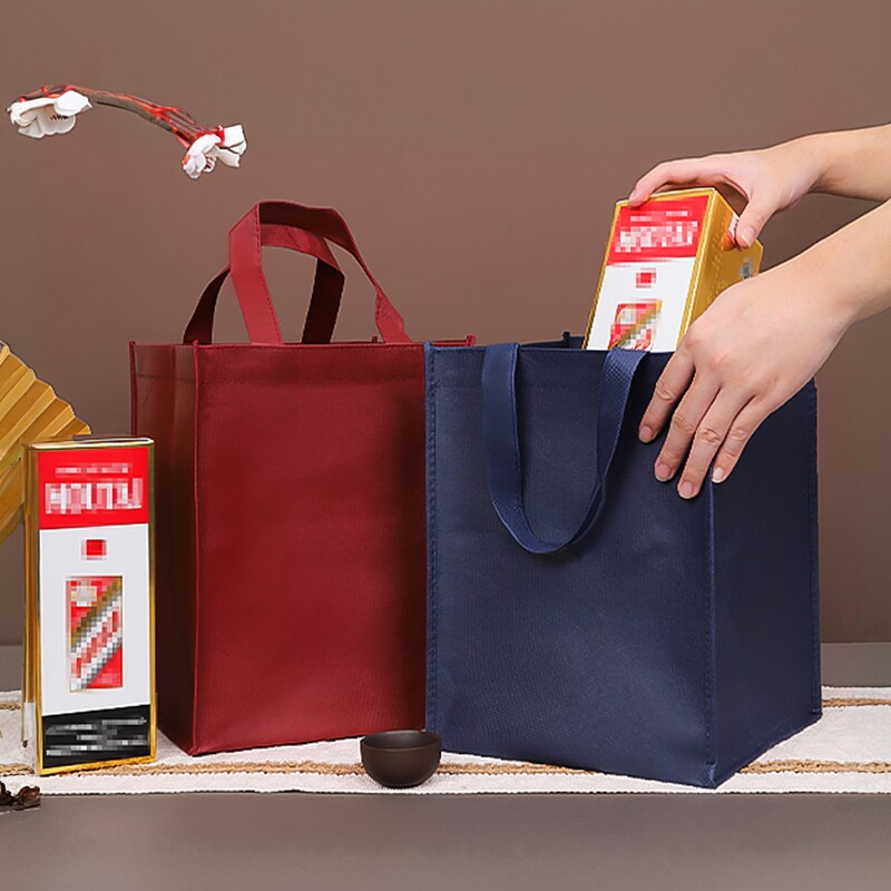 中秋送礼洋酒白酒礼品袋大容量环保袋拉链手提袋便携高端伴手礼