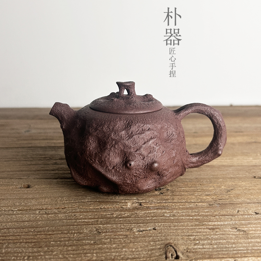 全手工紫砂壶茶壶孤品 原矿紫泥壶中品壶纯手工手捏壶精品供春壶