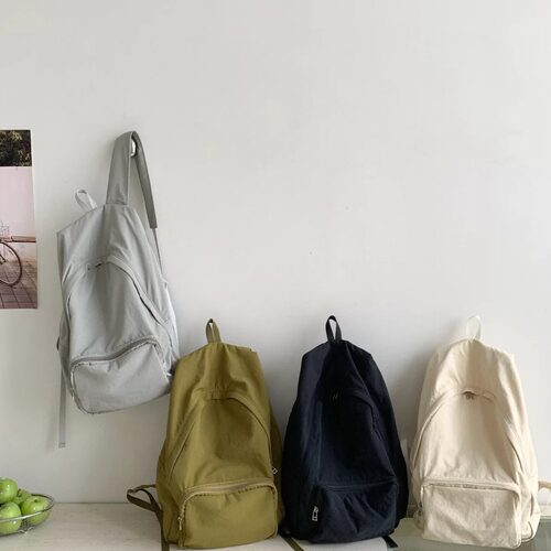休闲纯色ins风尼龙布双肩背包
