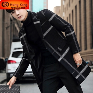 羊绒大衣男中长款2025新款秋冬季潮流毛呢子修身韩版风衣男士外套