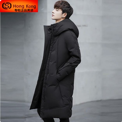 连帽羽绒服男款中长款秋冬季2025新款帅气加厚白鸭绒保暖男士外套