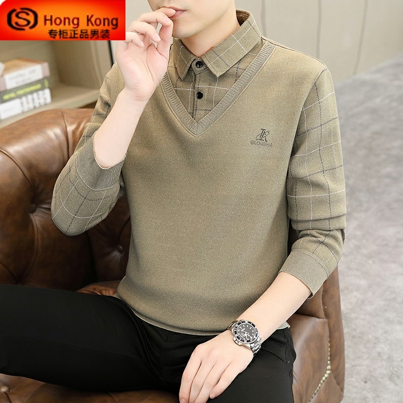 秋冬季假两件衬衫领毛衣男士加绒加厚带领针织打底衫假领保暖上衣,男装,针织衫/毛衣,淘宝优惠券,粉丝福利购,淘宝优惠卷