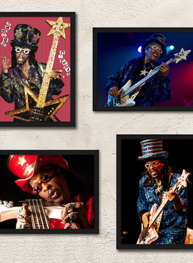 Bootsy Collins贝斯手海报挂画摇滚周边贝司手装饰画琴行酒吧壁画