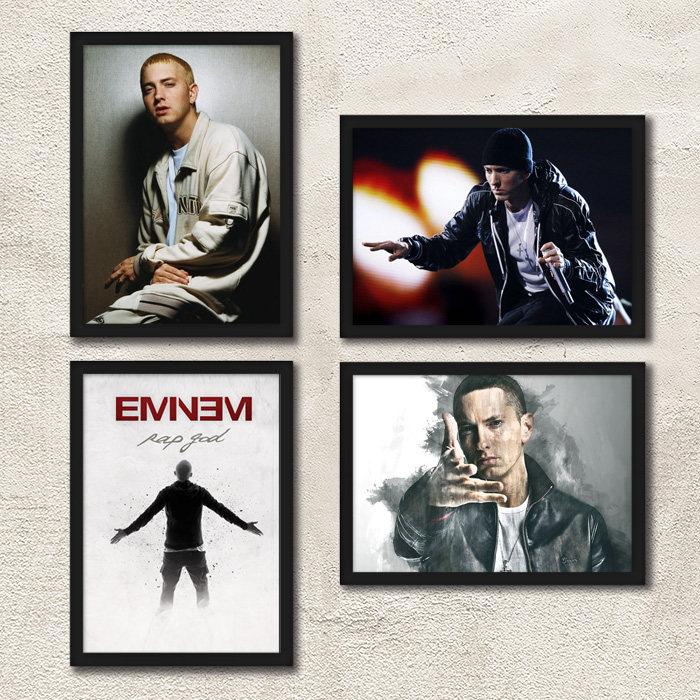 Eminem说唱歌手带框海报装饰画