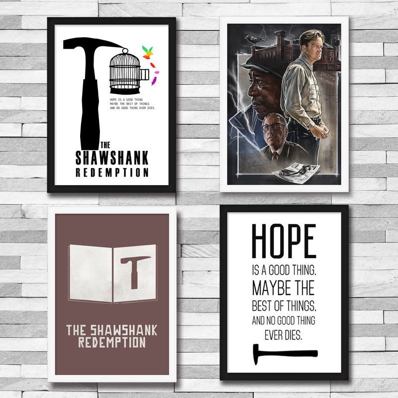 肖申克的救赎电影海报 家居照片墙励志装饰画 咖啡酒吧店铺带框画