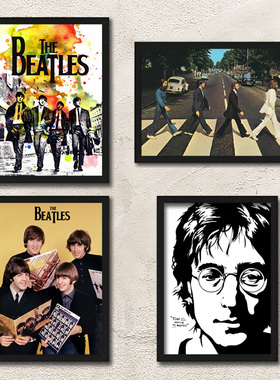 The Beatles海报装饰画披头士乐队Lennon列侬咖啡酒吧琴行照片墙