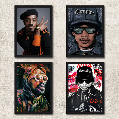 André 3000 / Eazy-E带框海报装饰画 欧美说唱歌手Rap音乐挂画