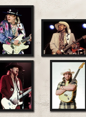 SRV吉他大师海报装饰 Stevie Ray Vaughan带框挂画免打孔摇滚壁画