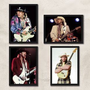 SRV吉他大师海报装饰 Stevie Ray Vaughan带框挂画免打孔摇滚壁画