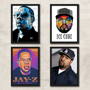 Jay-z / Ice Cube海报挂画 欧美说唱歌手冰块rapper音乐酒吧墙画