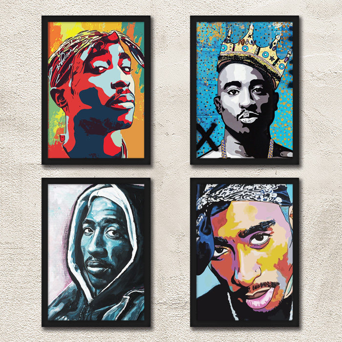 2pac海报 说唱tupac带相框装饰画 酒吧音乐咖啡馆家居艺术墙画