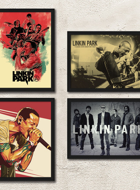 Linkin Park海报 林肯公园主唱带框装饰画 Chester琴行酒吧照片墙