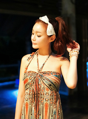 春夏 印花 手工打辩 民族风 吊带裙 沙滩裙 连衣裙 沙滩渡假