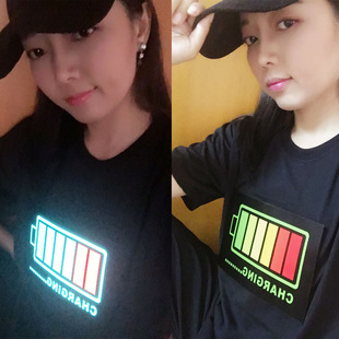 抖音网红美女同款声控发光T恤夜店酒吧自嗨潮流led说话会闪动衣服