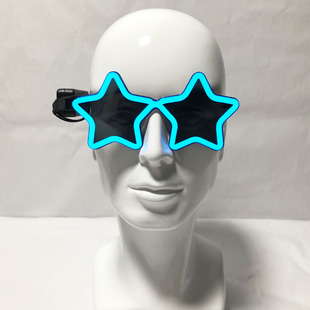 万圣节新款LED发光眼镜时尚个性五角星潮流派对夜场酷帅墨镜眼镜