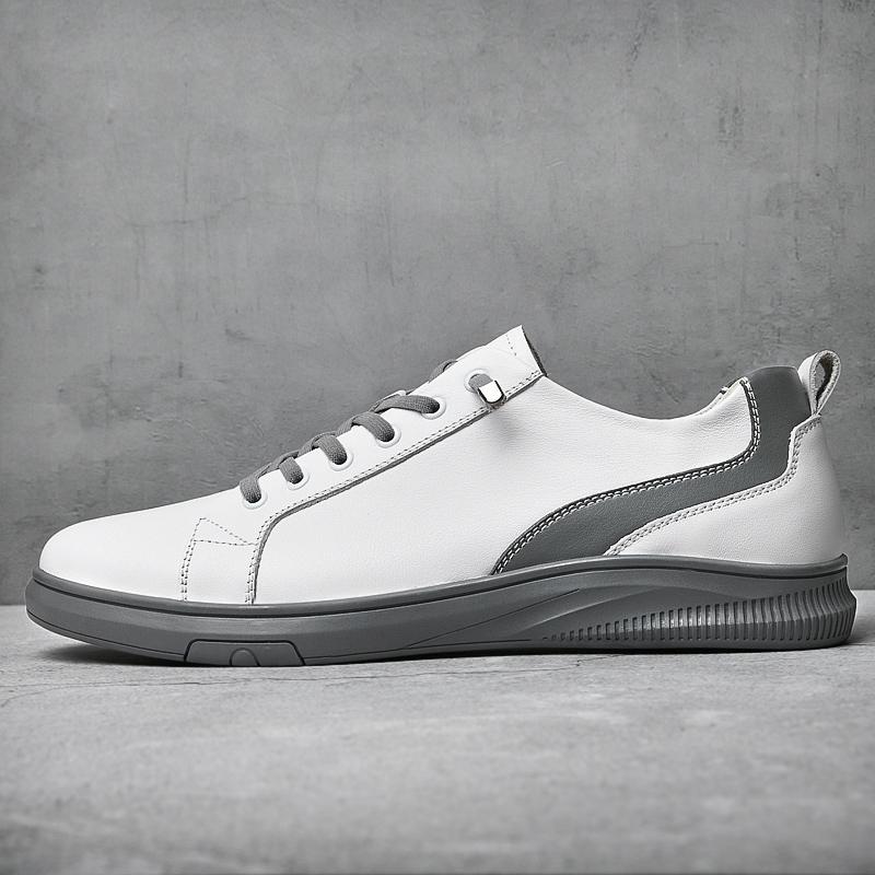头层牛皮小白鞋韩版潮流套脚百搭白色板鞋一脚蹬低帮47大码休闲鞋