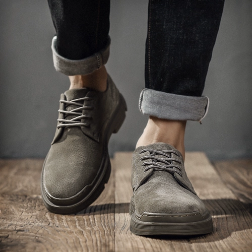 Мужские кожаные туфли, замша, мягкая поверхность, мягкая подошва, модные туфли в стиле ретро, весенние повседневные, универсальные британские ботинки Martin с низким берцем, мужская обувь, натуральная кожа