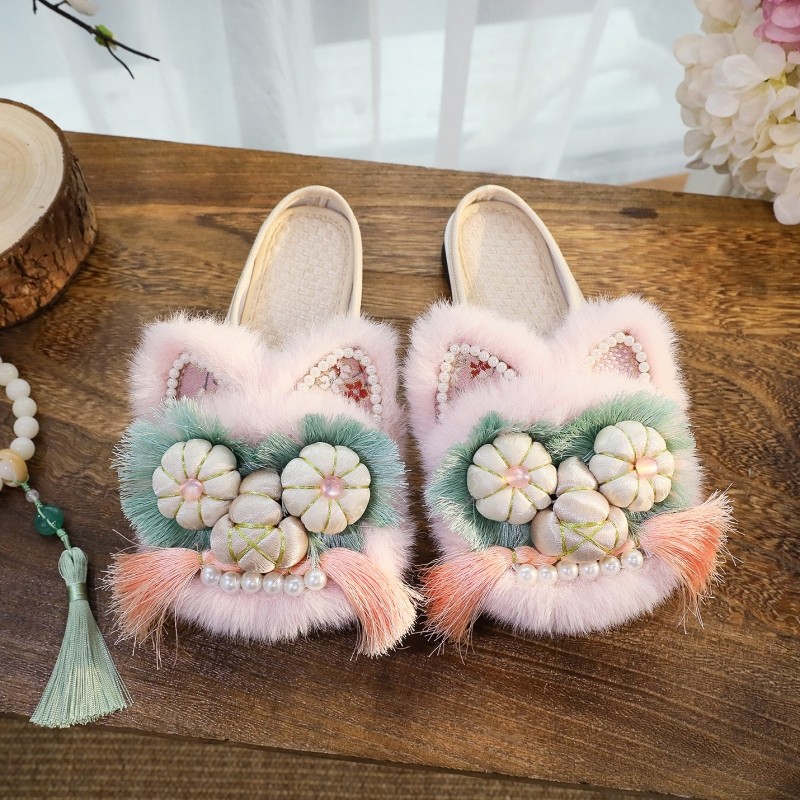 新款国风虎头拖鞋女非遗手工刺绣布鞋居家外穿新中式民族风绣花鞋