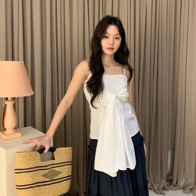 26夏法式甜美小个子蝴蝶结设计感吊带上衣气质通勤百搭显瘦S5822