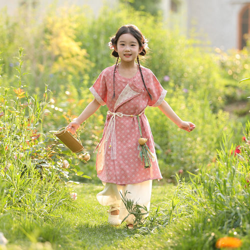 儿童唐风轻薄夏装汉服纯棉圆领袍